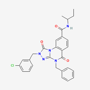 molecular formula C28H26ClN5O3 B2591544 4-苄基-N-(仲丁基)-2-(3-氯苄基)-1,5-二氧代-1,2,4,5-四氢-[1,2,4]三唑并[4,3-a]喹唑啉-8-甲酰胺 CAS No. 1242968-00-8