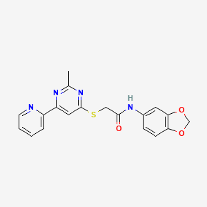 N-(benzo[d][1,3]dioxol-5-yl)-2-((2-methyl-6-(pyridin-2-yl)pyrimidin-4-yl)thio)acetamide