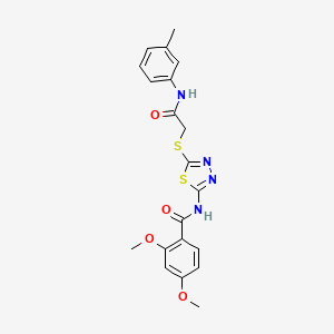 molecular formula C20H20N4O4S2 B2591570 2,4-dimethoxy-N-(5-((2-oxo-2-(m-tolylamino)ethyl)thio)-1,3,4-thiadiazol-2-yl)benzamide CAS No. 392292-35-2