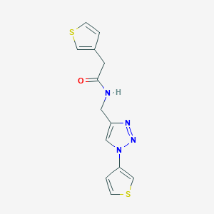 molecular formula C13H12N4OS2 B2591586 2-(thiophen-3-yl)-N-((1-(thiophen-3-yl)-1H-1,2,3-triazol-4-yl)methyl)acetamide CAS No. 2034613-59-5