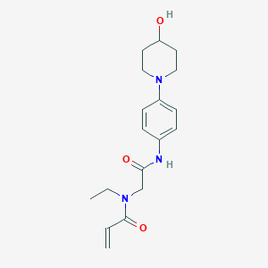 molecular formula C18H25N3O3 B2591593 N-Ethyl-N-[2-[4-(4-hydroxypiperidin-1-yl)anilino]-2-oxoethyl]prop-2-enamide CAS No. 2323532-22-3