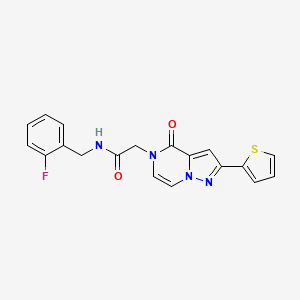 molecular formula C19H15FN4O2S B2591607 N-(2-fluorobenzyl)-2-(4-oxo-2-(thiophen-2-yl)pyrazolo[1,5-a]pyrazin-5(4H)-yl)acetamide CAS No. 1428378-72-6