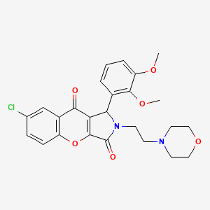 molecular formula C25H25ClN2O6 B2591622 7-Chloro-1-(2,3-dimethoxyphenyl)-2-(2-morpholinoethyl)-1,2-dihydrochromeno[2,3-c]pyrrole-3,9-dione CAS No. 874397-58-7