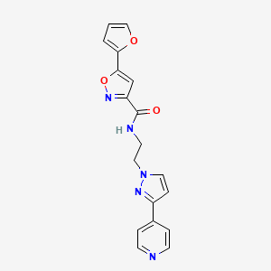 molecular formula C18H15N5O3 B2591627 5-(furan-2-yl)-N-(2-(3-(pyridin-4-yl)-1H-pyrazol-1-yl)ethyl)isoxazole-3-carboxamide CAS No. 1448126-22-4