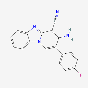 molecular formula C18H11FN4 B2591632 3-Amino-2-(4-fluorophenyl)pyrido[1,2-a][1,3]benzimidazole-4-carbonitrile CAS No. 400085-94-1