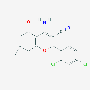 molecular formula C18H16Cl2N2O2 B259164 4-amino-2-(2,4-dichlorophenyl)-7,7-dimethyl-5-oxo-6,8-dihydro-2H-chromene-3-carbonitrile 