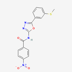 molecular formula C16H12N4O4S B2591646 N-[5-(3-methylsulfanylphenyl)-1,3,4-oxadiazol-2-yl]-4-nitrobenzamide CAS No. 886912-05-6