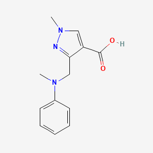 molecular formula C13H15N3O2 B2591652 1-Methyl-3-[(N-methylanilino)methyl]pyrazole-4-carboxylic acid CAS No. 1975118-39-8