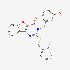 molecular formula C25H19ClN2O3S B2591655 2-[(2-chlorobenzyl)sulfanyl]-3-(3-methoxybenzyl)[1]benzofuro[3,2-d]pyrimidin-4(3H)-one CAS No. 1291854-19-7