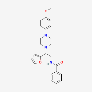 molecular formula C24H27N3O3 B2591657 N-[2-(furan-2-yl)-2-[4-(4-methoxyphenyl)piperazin-1-yl]ethyl]benzamide CAS No. 877647-81-9