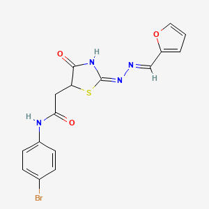 N-(4-bromophenyl)-2-{(2E)-2-[(2E)-(furan-2-ylmethylidene)hydrazinylidene]-4-oxo-1,3-thiazolidin-5-yl}acetamide