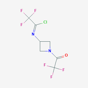 molecular formula C7H5ClF6N2O B2591662 2,2,2-三氟-N-[1-(2,2,2-三氟乙酰基)氮杂环丁-3-基]乙酰亚胺酰氯 CAS No. 2411331-51-4