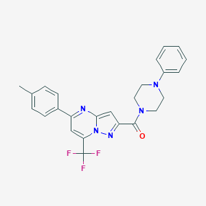 molecular formula C25H22F3N5O B259167 5-(4-Methylphenyl)-2-[(4-phenyl-1-piperazinyl)carbonyl]-7-(trifluoromethyl)pyrazolo[1,5-a]pyrimidine 