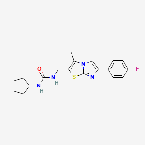molecular formula C19H21FN4OS B2591672 1-Cyclopentyl-3-((6-(4-fluorophenyl)-3-methylimidazo[2,1-b]thiazol-2-yl)methyl)urea CAS No. 1421451-86-6