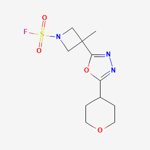 molecular formula C11H16FN3O4S B2591675 3-Methyl-3-[5-(oxan-4-yl)-1,3,4-oxadiazol-2-yl]azetidine-1-sulfonyl fluoride CAS No. 2411291-33-1