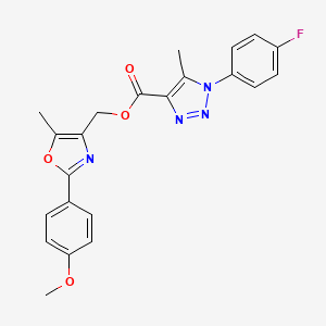 molecular formula C22H19FN4O4 B2591692 [2-(4-甲氧基苯基)-5-甲基-1,3-恶唑-4-基]甲基 1-(4-氟苯基)-5-甲基-1H-1,2,3-三唑-4-羧酸酯 CAS No. 946329-50-6