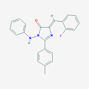 molecular formula C23H18FN3O B259170 3-anilino-5-(2-fluorobenzylidene)-2-(4-methylphenyl)-3,5-dihydro-4H-imidazol-4-one 