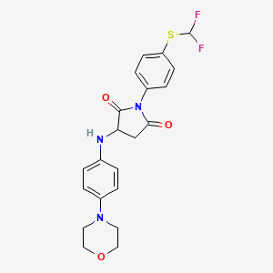 molecular formula C21H21F2N3O3S B2591704 1-(4-((Difluoromethyl)thio)phenyl)-3-((4-morpholinophenyl)amino)pyrrolidine-2,5-dione CAS No. 473705-02-1