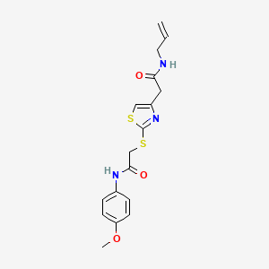 molecular formula C17H19N3O3S2 B2591707 N-allyl-2-(2-((2-((4-methoxyphenyl)amino)-2-oxoethyl)thio)thiazol-4-yl)acetamide CAS No. 941938-05-2