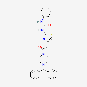 molecular formula C29H35N5O2S B2591709 1-(4-(2-(4-Benzhydrylpiperazin-1-yl)-2-oxoethyl)thiazol-2-yl)-3-cyclohexylurea CAS No. 923123-05-1
