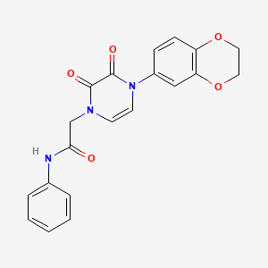 molecular formula C20H17N3O5 B2591716 2-[4-(2,3-dihydro-1,4-benzodioxin-6-yl)-2,3-dioxopyrazin-1-yl]-N-phenylacetamide CAS No. 898409-56-8