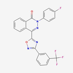 molecular formula C23H12F4N4O2 B2591721 2-(4-fluorophenyl)-4-{3-[3-(trifluoromethyl)phenyl]-1,2,4-oxadiazol-5-yl}phthalazin-1(2H)-one CAS No. 1291846-52-0