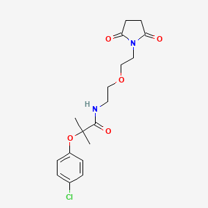 2-(4-chlorophenoxy)-N-(2-(2-(2,5-dioxopyrrolidin-1-yl)ethoxy)ethyl)-2-methylpropanamide