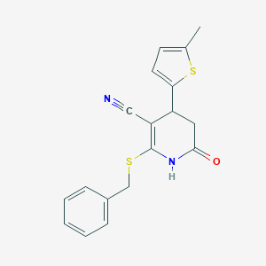 molecular formula C18H16N2OS2 B259174 2-(Benzylsulfanyl)-4-(5-methyl-2-thienyl)-6-oxo-1,4,5,6-tetrahydro-3-pyridinecarbonitrile 