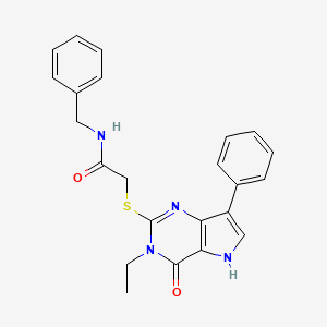 molecular formula C23H22N4O2S B2591742 N-苄基-2-[(3-乙基-4-氧代-7-苯基-4,5-二氢-3H-吡咯并[3,2-d]嘧啶-2-基)硫烷基]乙酰胺 CAS No. 1021230-17-0