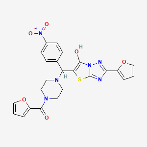 Furan-2-yl(4-((2-(furan-2-yl)-6-hydroxythiazolo[3,2-b][1,2,4]triazol-5-yl)(4-nitrophenyl)methyl)piperazin-1-yl)methanone