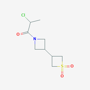 molecular formula C9H14ClNO3S B2591748 2-Chloro-1-[3-(1,1-dioxothietan-3-yl)azetidin-1-yl]propan-1-one CAS No. 2411271-06-0