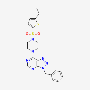 molecular formula C21H23N7O2S2 B2591758 3-benzyl-7-(4-((5-ethylthiophen-2-yl)sulfonyl)piperazin-1-yl)-3H-[1,2,3]triazolo[4,5-d]pyrimidine CAS No. 1170988-75-6