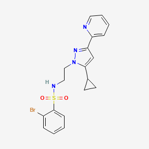 molecular formula C19H19BrN4O2S B2591759 2-溴-N-(2-(5-环丙基-3-(吡啶-2-基)-1H-吡唑-1-基)乙基)苯磺酰胺 CAS No. 1797307-15-3