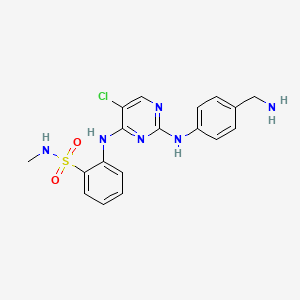 molecular formula C18H19ClN6O2S B2591779 2-[[2-[[4-(Aminomethyl)phenyl]amino]-5-chloro-4-pyrimidinyl]amino]-N-methylbenzenesulfonamide CAS No. 1809947-04-3