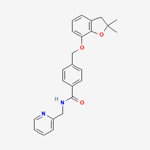 molecular formula C24H24N2O3 B2591783 4-(((2,2-dimethyl-2,3-dihydrobenzofuran-7-yl)oxy)methyl)-N-(pyridin-2-ylmethyl)benzamide CAS No. 941899-46-3