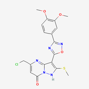 5-(chloromethyl)-3-[3-(3,4-dimethoxyphenyl)-1,2,4-oxadiazol-5-yl]-2-(methylsulfanyl)pyrazolo[1,5-a]pyrimidin-7(4H)-one