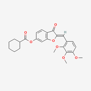 molecular formula C25H26O7 B2591811 (Z)-3-氧代-2-(2,3,4-三甲氧基亚苄基)-2,3-二氢苯并呋喃-6-基环己烷甲酸酯 CAS No. 622791-73-5