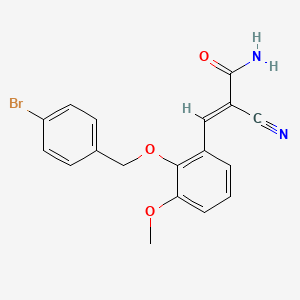 molecular formula C18H15BrN2O3 B2591822 (E)-3-[2-[(4-bromophenyl)methoxy]-3-methoxyphenyl]-2-cyanoprop-2-enamide CAS No. 444568-27-8