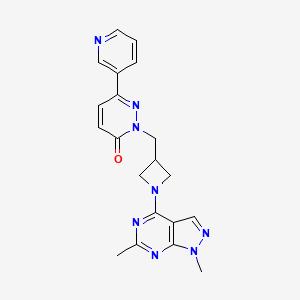 molecular formula C20H20N8O B2591836 2-[(1-{1,6-二甲基-1H-吡唑并[3,4-d]嘧啶-4-基}氮杂环丁-3-基)甲基]-6-(吡啶-3-基)-2,3-二氢吡哒嗪-3-酮 CAS No. 2197784-56-6