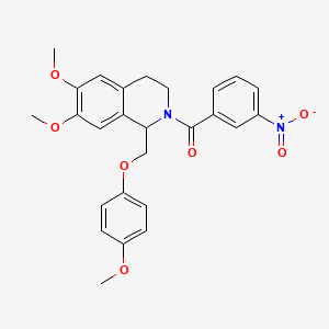 molecular formula C26H26N2O7 B2591841 6,7-Dimethoxy-1-[(4-methoxyphenoxy)methyl]-2-(3-nitrobenzoyl)-1,2,3,4-tetrahydroisoquinoline CAS No. 486450-13-9