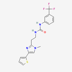 molecular formula C18H17F3N4OS B2591846 1-(2-(1-甲基-4-(噻吩-2-基)-1H-咪唑-2-基)乙基)-3-(3-(三氟甲基)苯基)脲 CAS No. 1421481-26-6