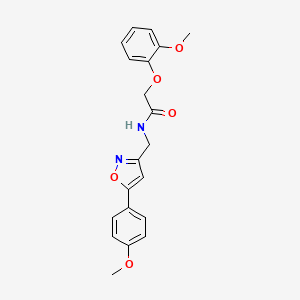 molecular formula C20H20N2O5 B2591854 2-(2-methoxyphenoxy)-N-((5-(4-methoxyphenyl)isoxazol-3-yl)methyl)acetamide CAS No. 953231-92-0