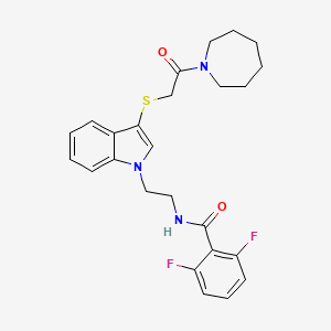 molecular formula C25H27F2N3O2S B2591855 N-(2-(3-((2-(azepan-1-yl)-2-oxoethyl)thio)-1H-indol-1-yl)ethyl)-2,6-difluorobenzamide CAS No. 533865-97-3