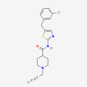 molecular formula C19H20ClN3OS B2591871 N-[5-[(3-chlorophenyl)methyl]-1,3-thiazol-2-yl]-1-prop-2-ynylpiperidine-4-carboxamide CAS No. 1210719-39-3