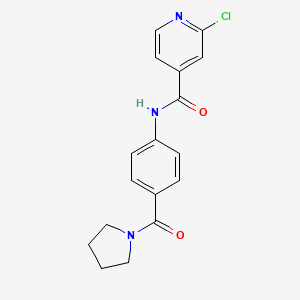 molecular formula C17H16ClN3O2 B2591874 2-chloro-N-[4-(pyrrolidine-1-carbonyl)phenyl]pyridine-4-carboxamide CAS No. 1118868-73-7
