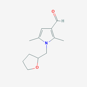 molecular formula C12H17NO2 B2591906 2,5-二甲基-1-(四氢呋喃-2-基甲基)-1H-吡咯-3-甲醛 CAS No. 790263-33-1