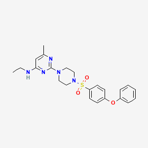 molecular formula C23H27N5O3S B2591918 N-ethyl-6-methyl-2-(4-((4-phenoxyphenyl)sulfonyl)piperazin-1-yl)pyrimidin-4-amine CAS No. 923165-56-4