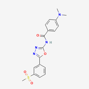 molecular formula C18H18N4O4S B2591919 4-(dimethylamino)-N-[5-(3-methylsulfonylphenyl)-1,3,4-oxadiazol-2-yl]benzamide CAS No. 886906-98-5