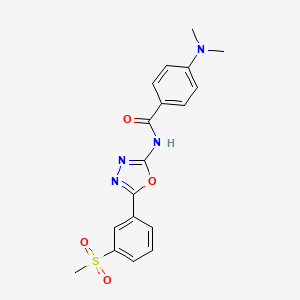 molecular formula C18H18N4O4S B2591919 4-(二甲氨基)-N-[5-(3-甲基磺酰基苯基)-1,3,4-恶二唑-2-基]苯甲酰胺 CAS No. 886906-98-5