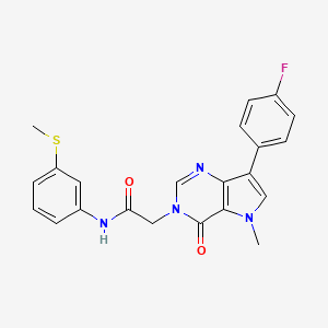 molecular formula C22H19FN4O2S B2591922 2-(7-(4-fluorophenyl)-5-methyl-4-oxo-4,5-dihydro-3H-pyrrolo[3,2-d]pyrimidin-3-yl)-N-(3-(methylthio)phenyl)acetamide CAS No. 1251572-73-2